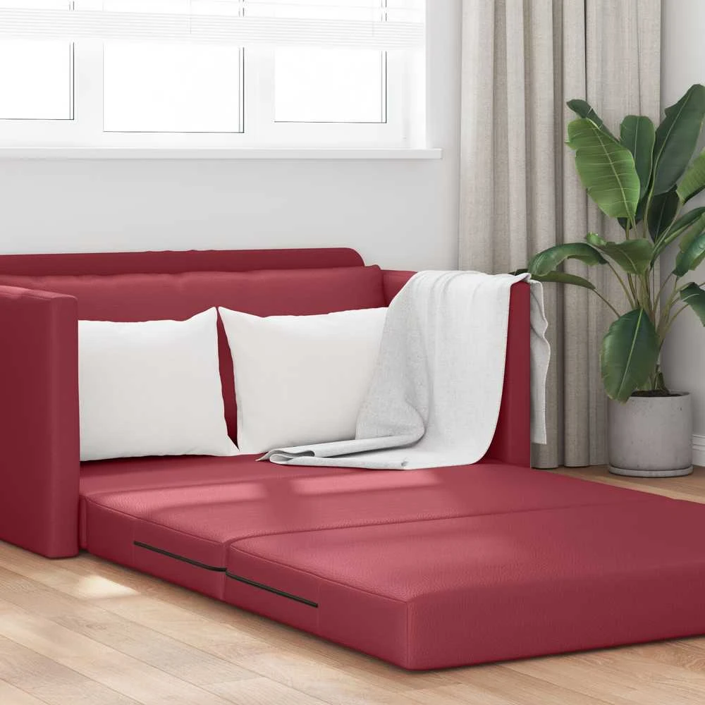 Sofa lova Vyno raudona 124 x 71 x 78 cm Dirbtinė Oda