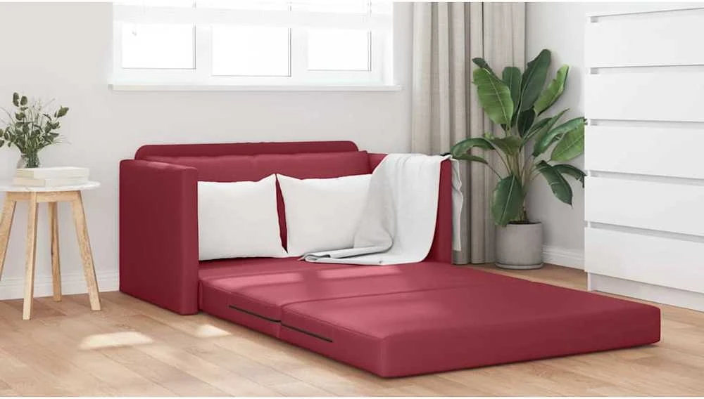 Sofa lova Vyno raudona 124 x 71 x 78 cm Dirbtinė Oda