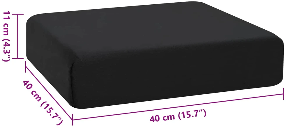 Sėdynės pagalvėlė 40 x 40 x 11 cm PU putos Juoda