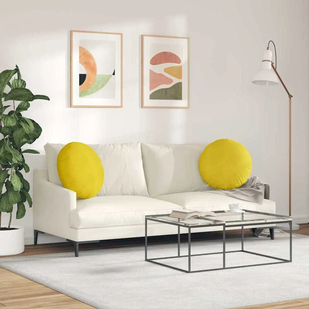 Sėdynių pagalvėlės 2 vnt. Aksomas Geltona Ø50 x 19 cm
