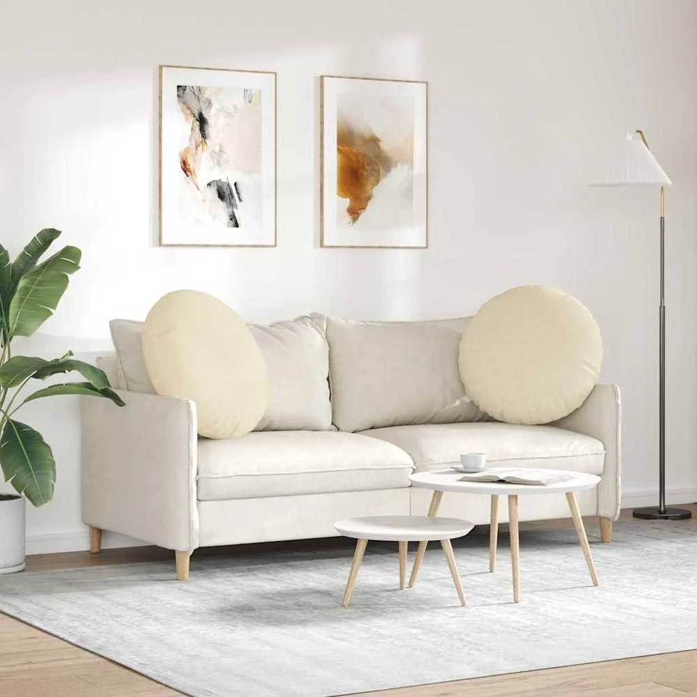 Sėdynių pagalvėlės 2 vnt. Audinys Kreminė Ø60 x 21 cm