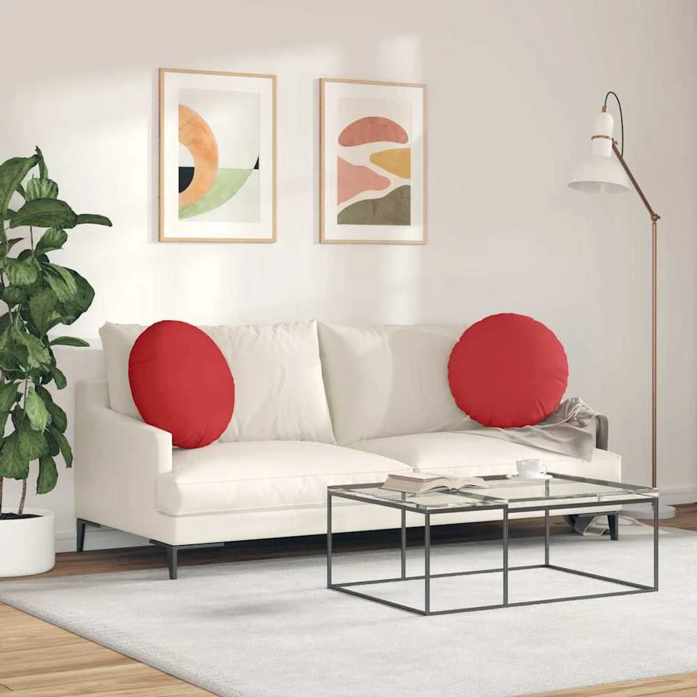 Sėdynių pagalvėlės 2 vnt. Audinys Raudona Ø50 x 19 cm
