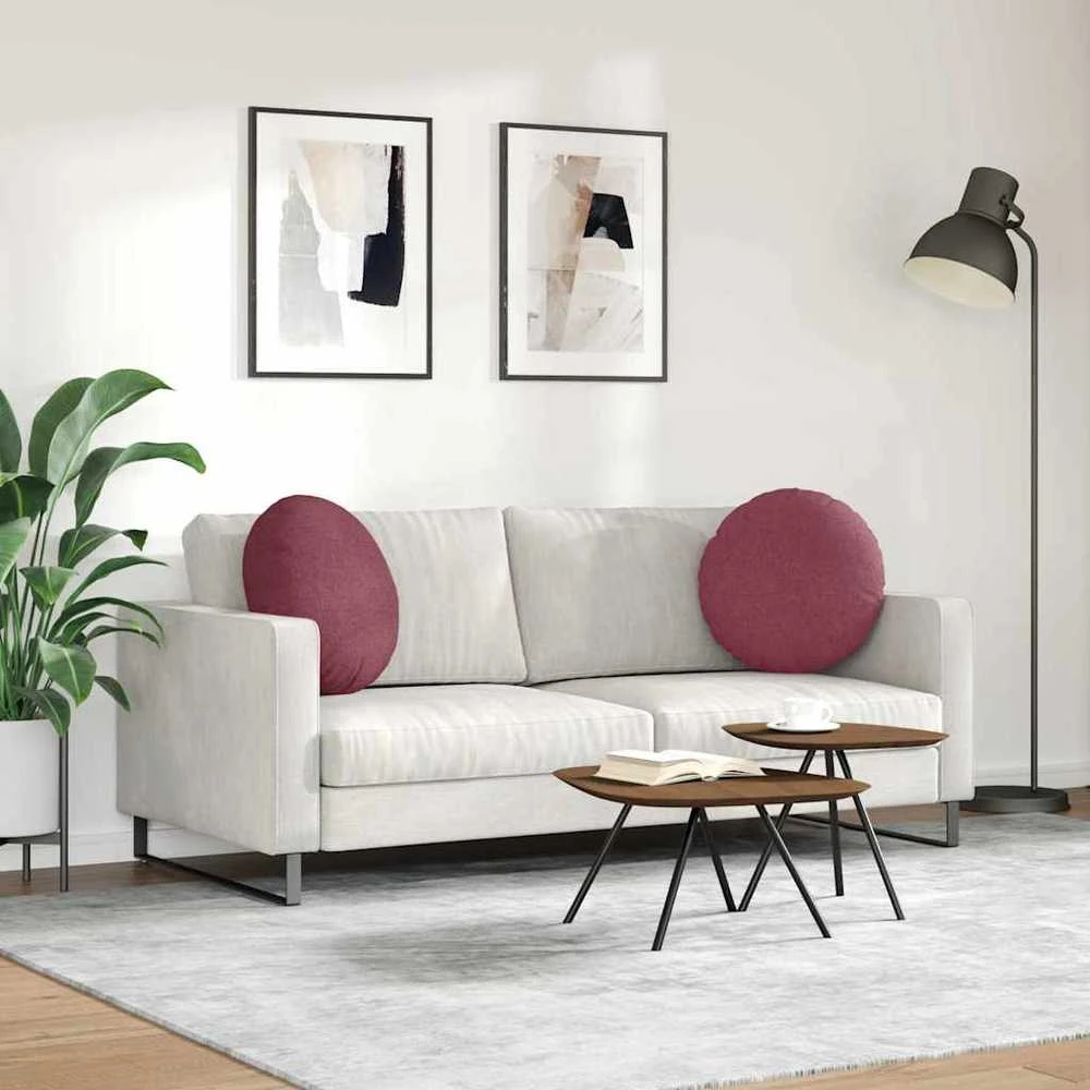 Sėdynių pagalvėlės 2 vnt. Audinys Vyno raudona Ø50 x 19 cm