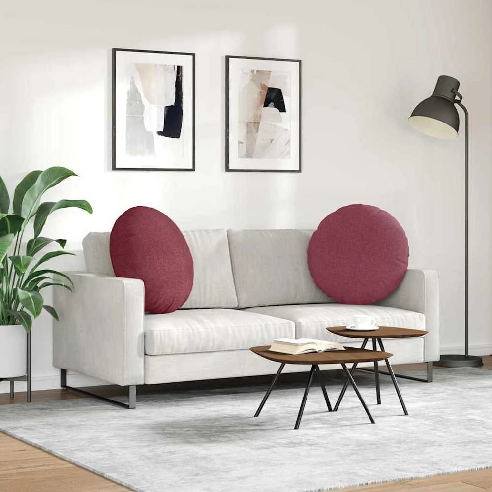 Sėdynių pagalvėlės 2 vnt. Audinys Vyno raudona Ø60 x 21 cm