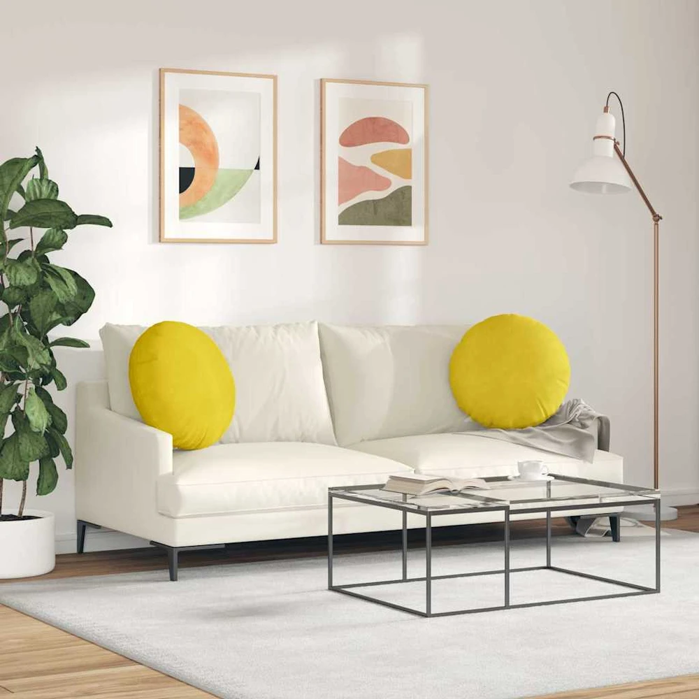 Sėdynių pagalvėlės 2 vnt. Aksomas Geltona Ø50 x 19 cm