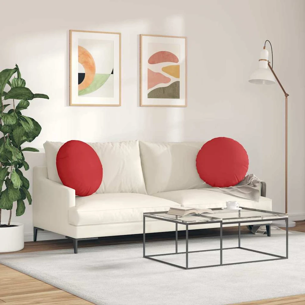 Sėdynių pagalvėlės 2 vnt. Audinys Raudona Ø50 x 19 cm