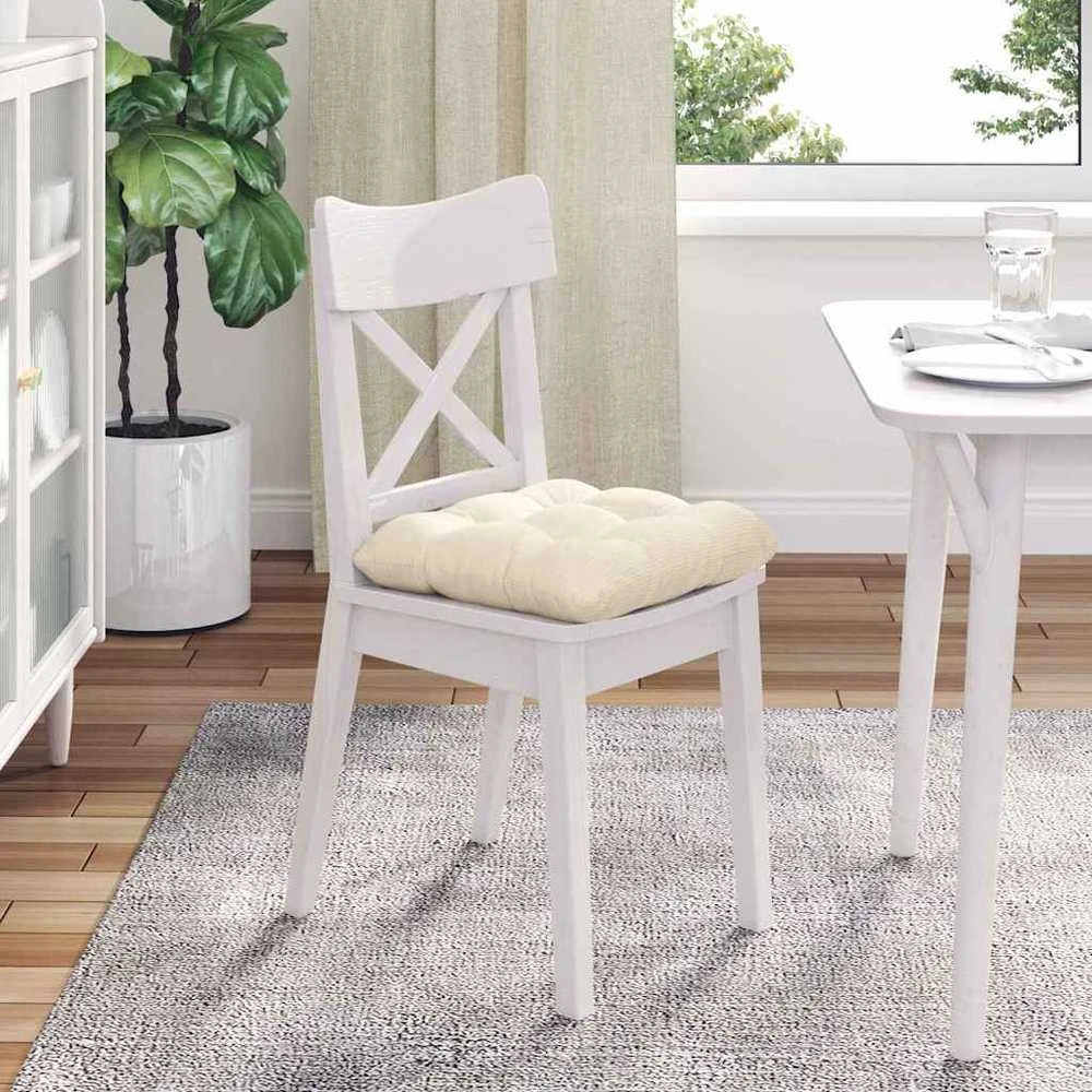 Sėdynių pagalvėlės 4 vnt. Kordūrinis audinys Kreminė 45 x 45 cm