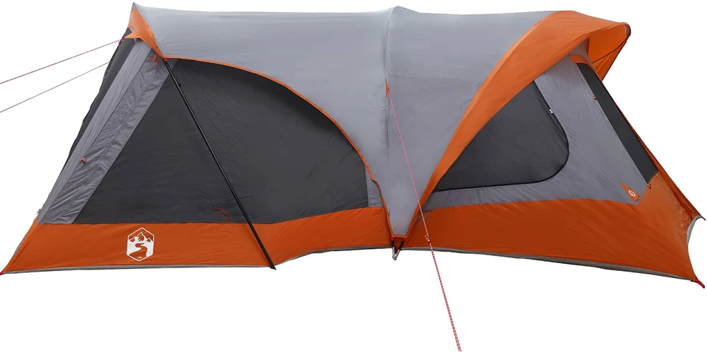 Šeimos palapinė 14 asmeniui Pilka ir oranžinė
