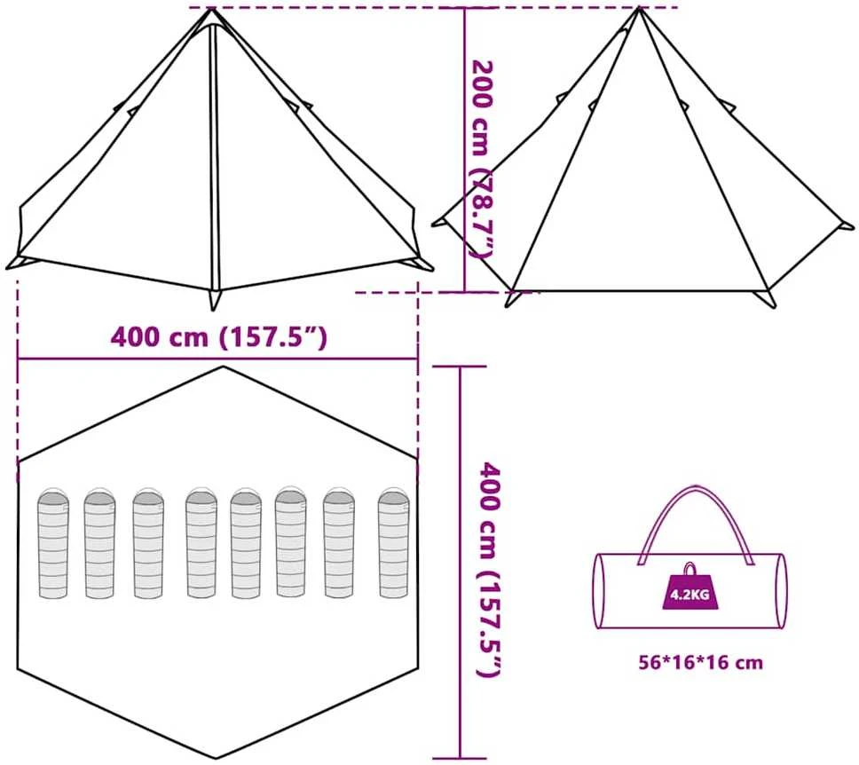 Šeimos palapinė, mėlyna, aštuonvietė, tipi, atspari vandeniui