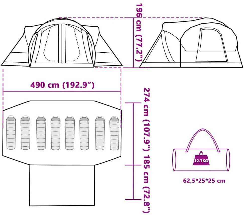 Šeimos palapinė, mėlyna, aštuonvietė, tipi, atspari vandeniui