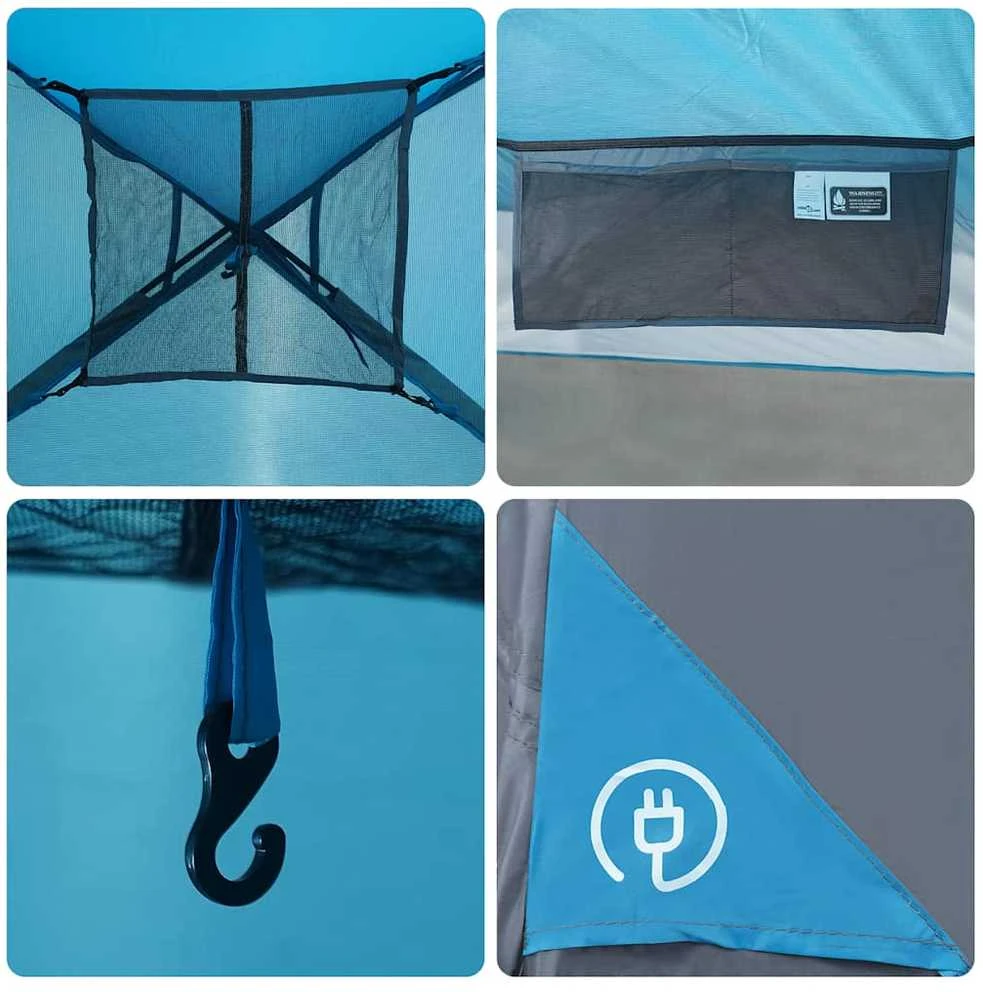 Šeimos palapinė, mėlynos spalvos, šešiavietė, kupolinė