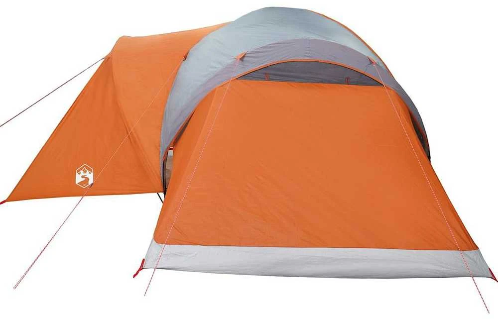 Šeimos palapinė, pilka ir oranžinė, šešiavietė, kupolinė
