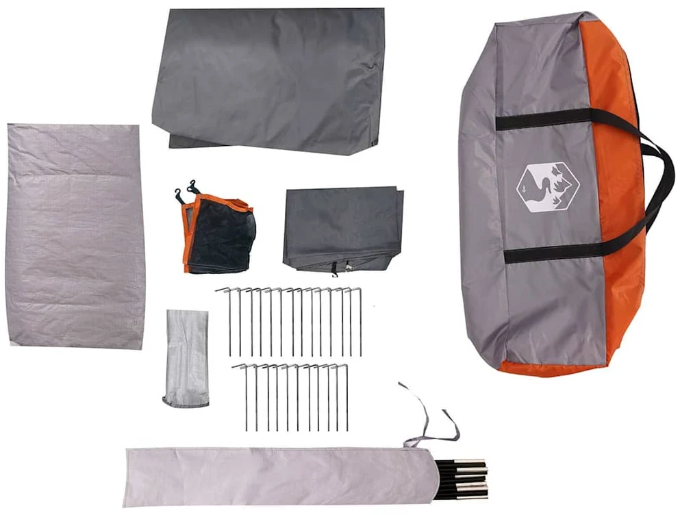 Šeimos palapinė, pilka/oranžinė, 11 vietų, kupolinė