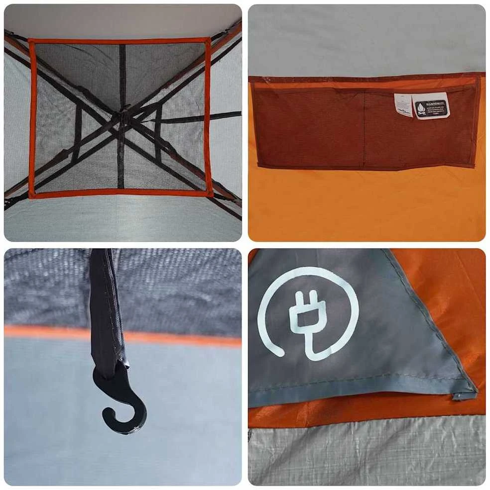 Šeimos palapinė, pilka/oranžinė, 11 vietų, kupolinė