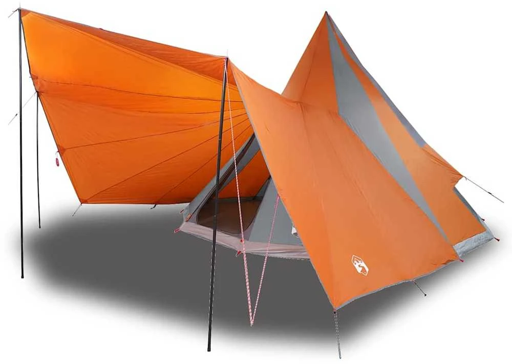 Tipi palapinė Pilka ir oranžinė 510 x 690 x 330 cm tafta