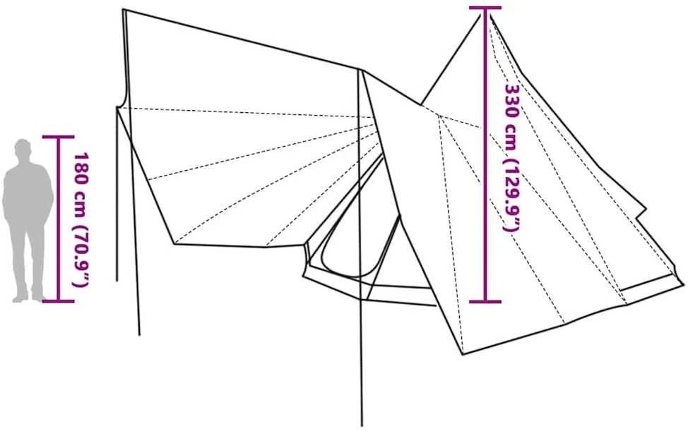 Tipi palapinė Pilka ir oranžinė 510 x 690 x 330 cm tafta