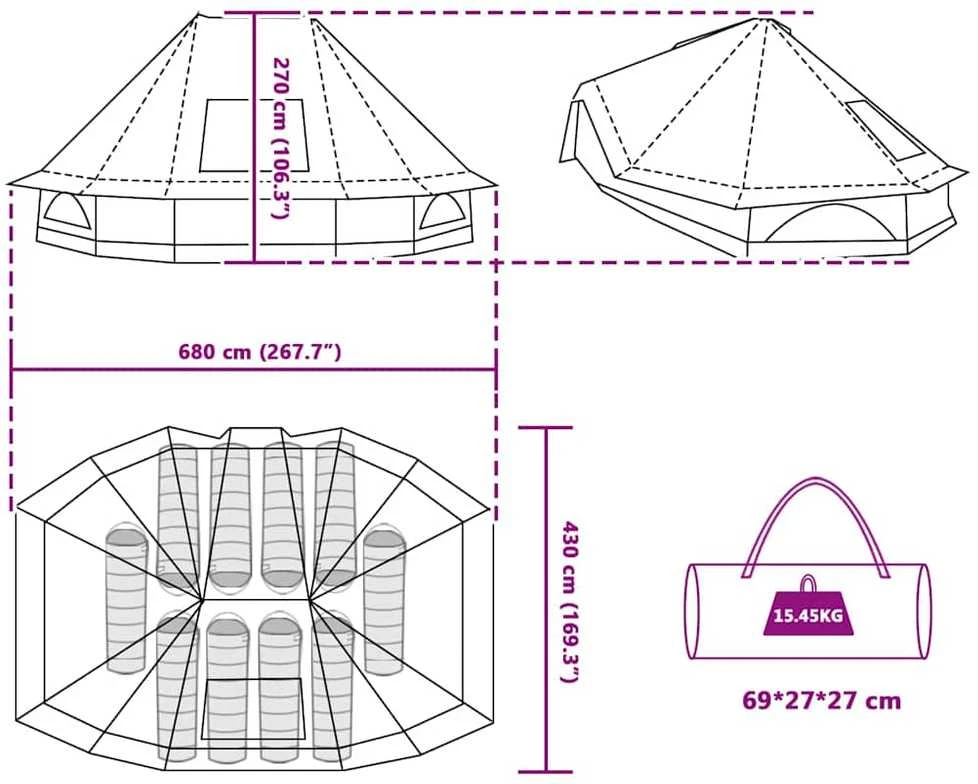 Tipi palapinė 10 asmeniui Žalia tafta