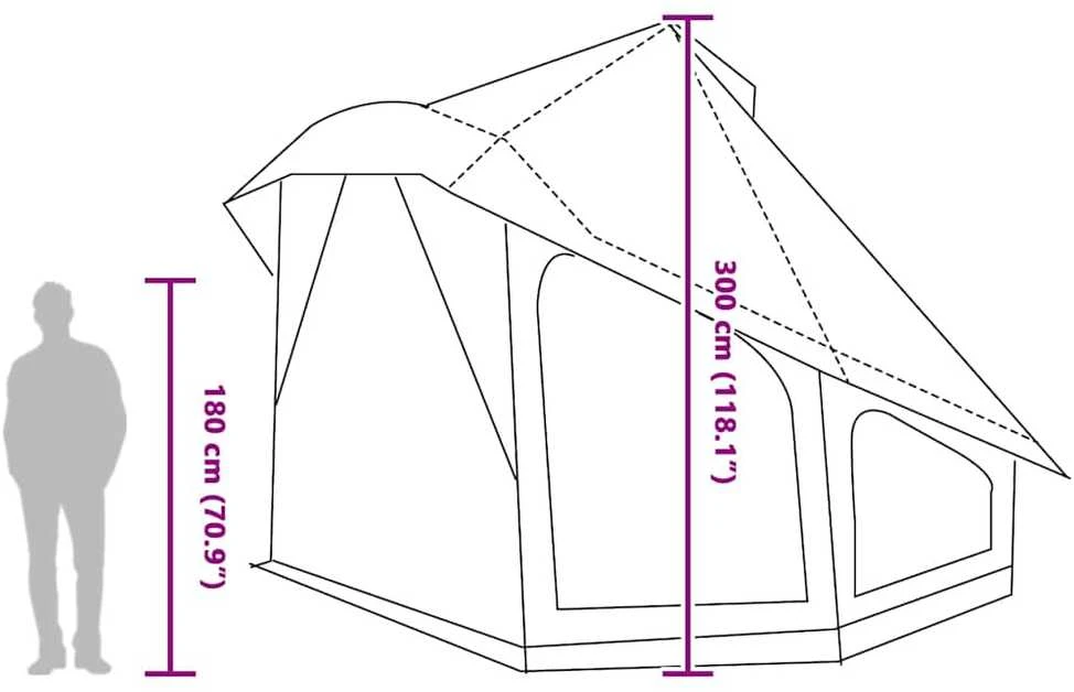 Tipi palapinė su stogu Žalia 508 x 470 x 300 cm tafta