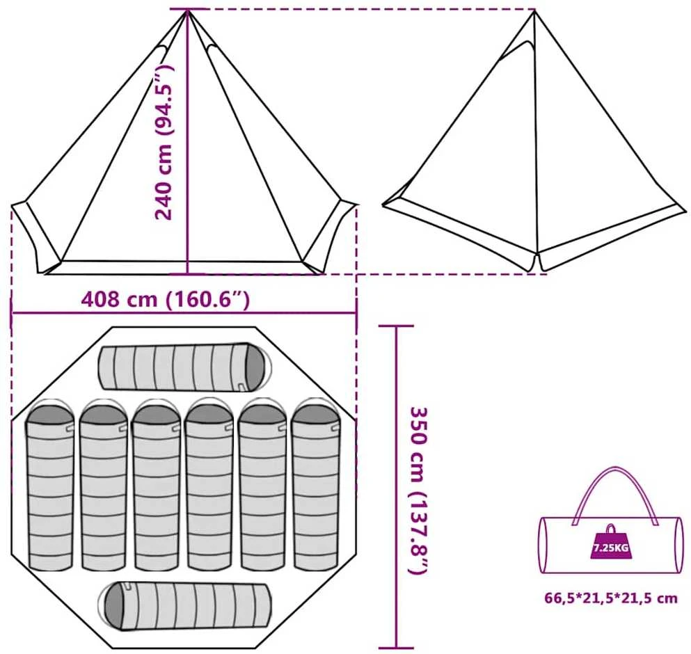 Šeimos palapinė, žalia, aštuonvietė, tipi, atspari vandeniui