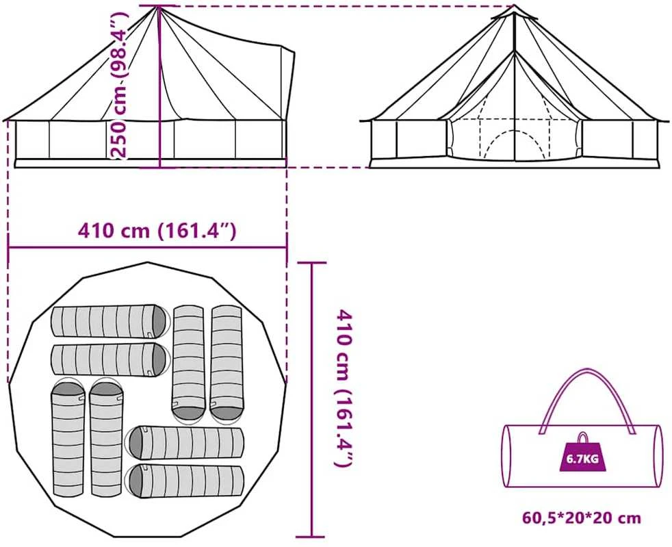 Šeimos palapinė, žalia, aštuonvietė, tipi, atspari vandeniui