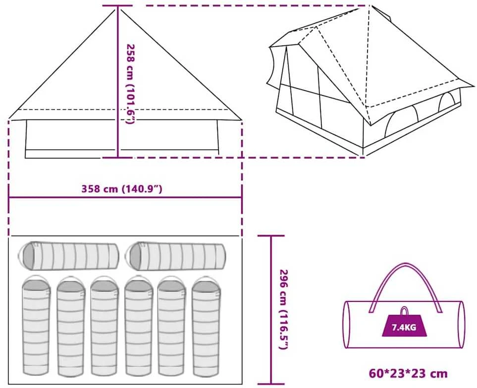 Tipi palapinė 8 asmeniui Pilka ir oranžinė tafta