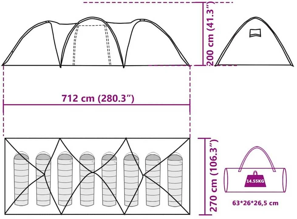 šeimyninė palapinės kupolas, 8 asmenims, atsparus vandeniui
