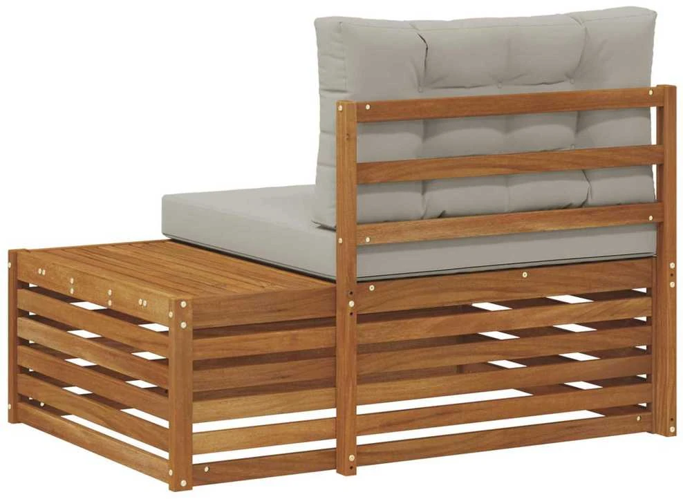 Lauko galinė sofa 3 Vienetas Natūrali ir šviesiai pilka