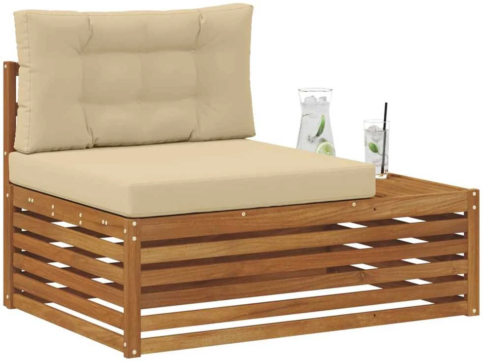 Lauko galinė sofa su pagalve 3 Vienetas Natūralus ir bežinis