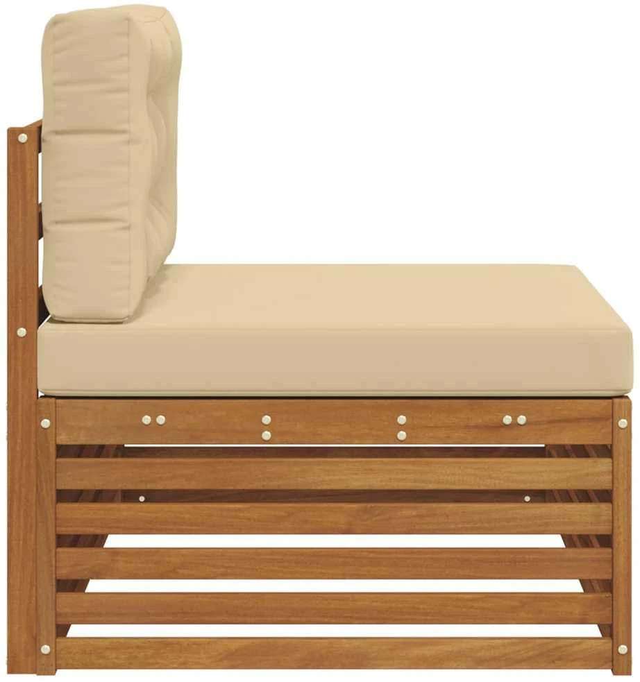 Lauko galinė sofa su pagalve 3 Vienetas Natūralus ir bežinis