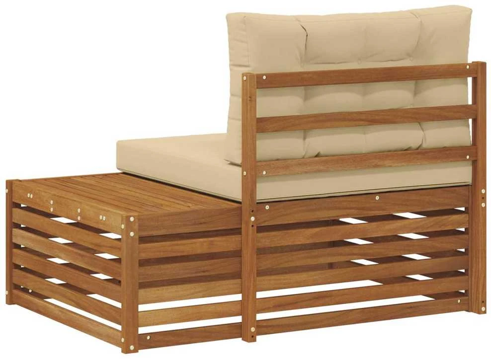 Lauko galinė sofa su pagalve 3 Vienetas Natūralus ir bežinis