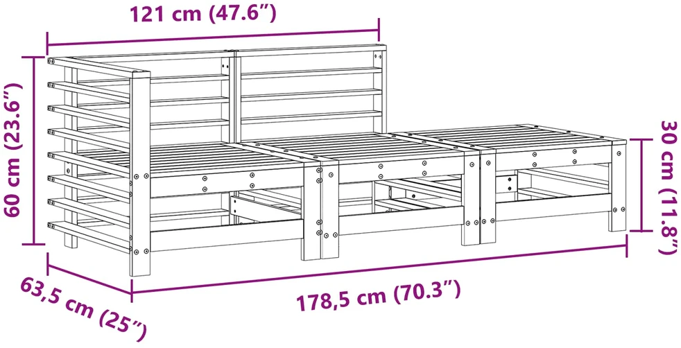 Sekcija sofa vienetai 3 Vienetas Vaško Ruda