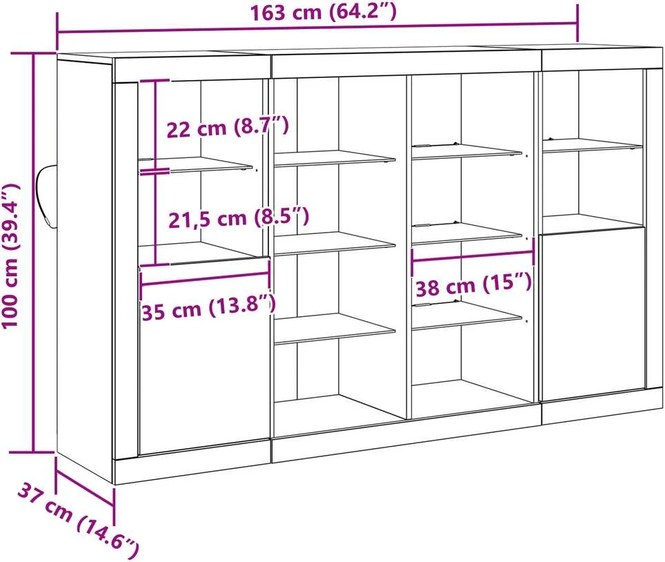 LED Bufetas Senas medis 163 x 37 x 100 cm Apdirbta mediena