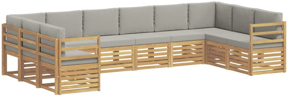 Lauko sofos komplektas 10 vnt. Balta ir šviesiai pilka