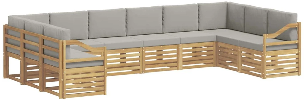 Lauko sofos komplektas 10 vnt. Balta ir šviesiai pilka