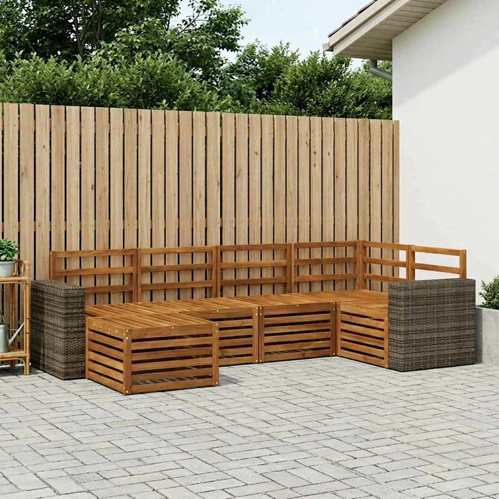 Lauko sofos komplektas 6 vnt. Natūrali Poliesteris