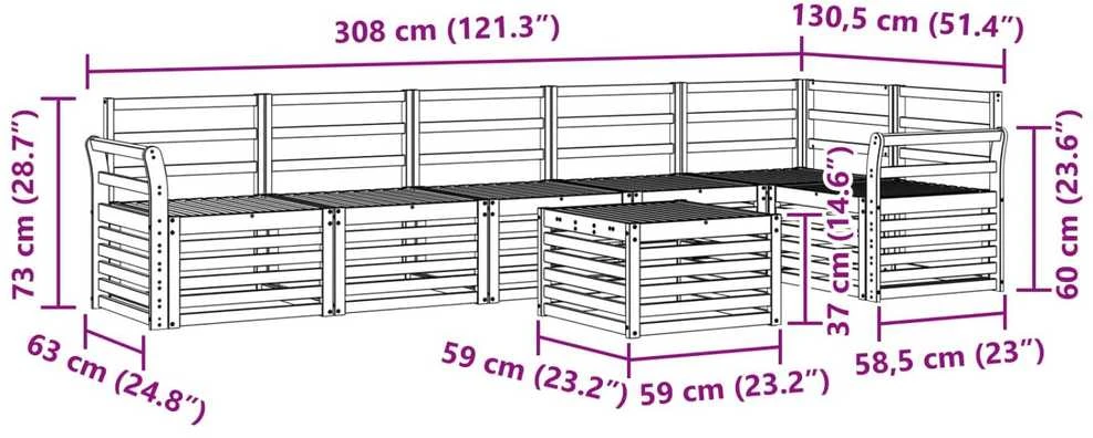 Lauko sofos komplektas 7 vnt. Natūrali Poliesteris