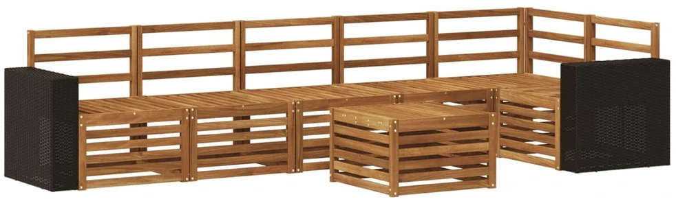 Lauko sofos komplektas 7 vnt. Natūrali Poliesteris