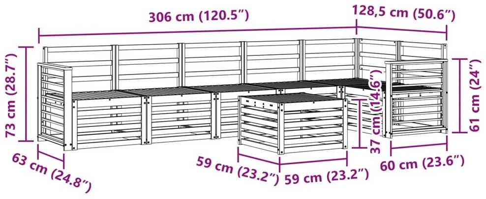 Lauko sofos komplektas 7 vnt. Natūrali Poliesteris