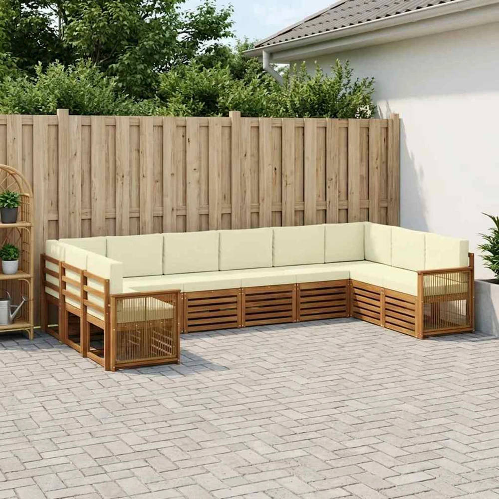 Lauko sofos komplektas 7 vnt. Natūralus ir grietinėlė