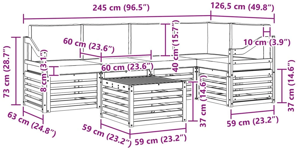 Lauko sofos komplektas 6 vnt. Balta ir kreminė Poliesteris