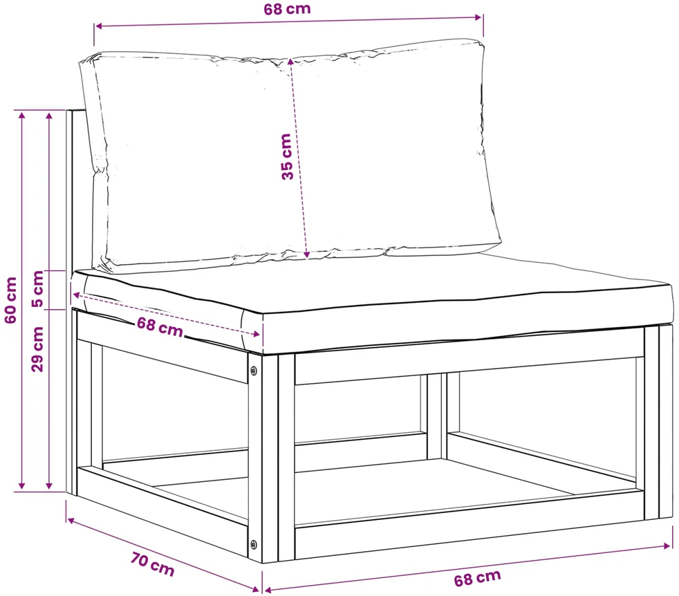 Sekcinė vidurinė sofa su pagalvėlėmis