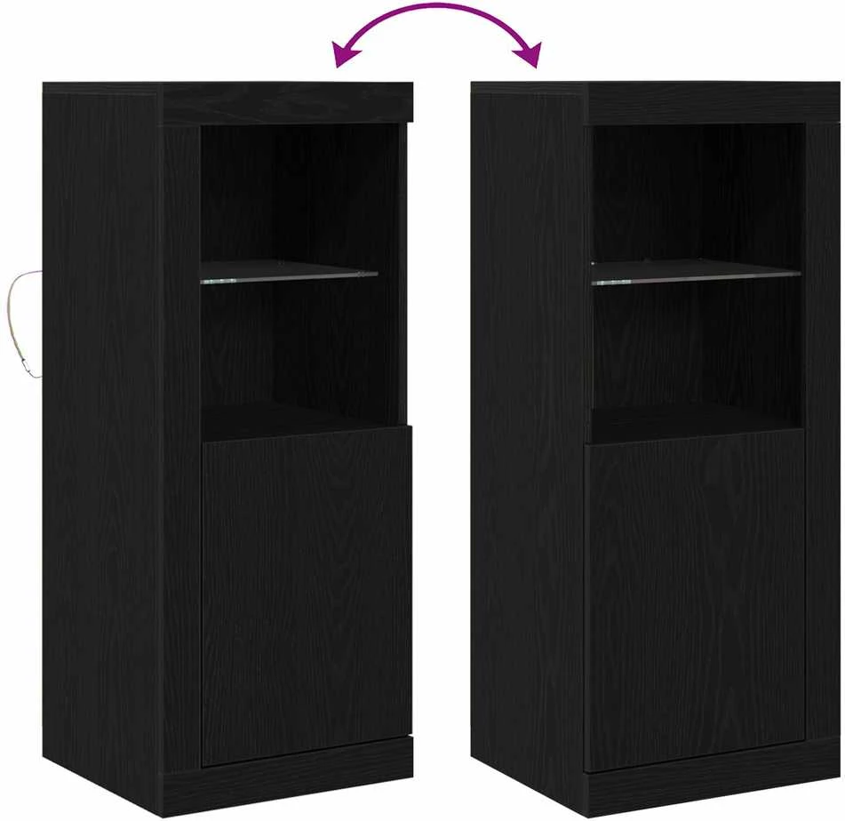 LED Bufetas Juoda 41 x 37 x 100 cm Apdirbta mediena