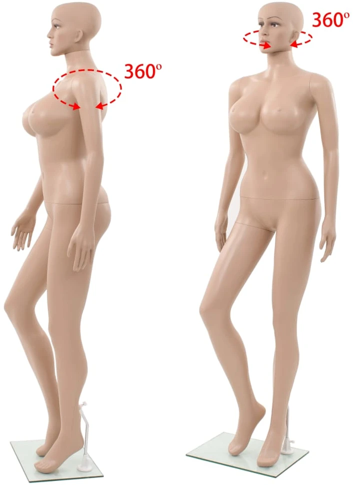Seksualus moteriškas manekenas, stiklo pagr., krem. sp., 180cm