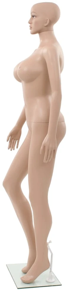 Seksualus moteriškas manekenas, stiklo pagr., krem. sp., 180cm