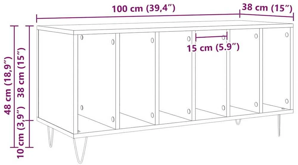 Plokštelių spintelė Sena mediena 100 x 38 x 48 cm