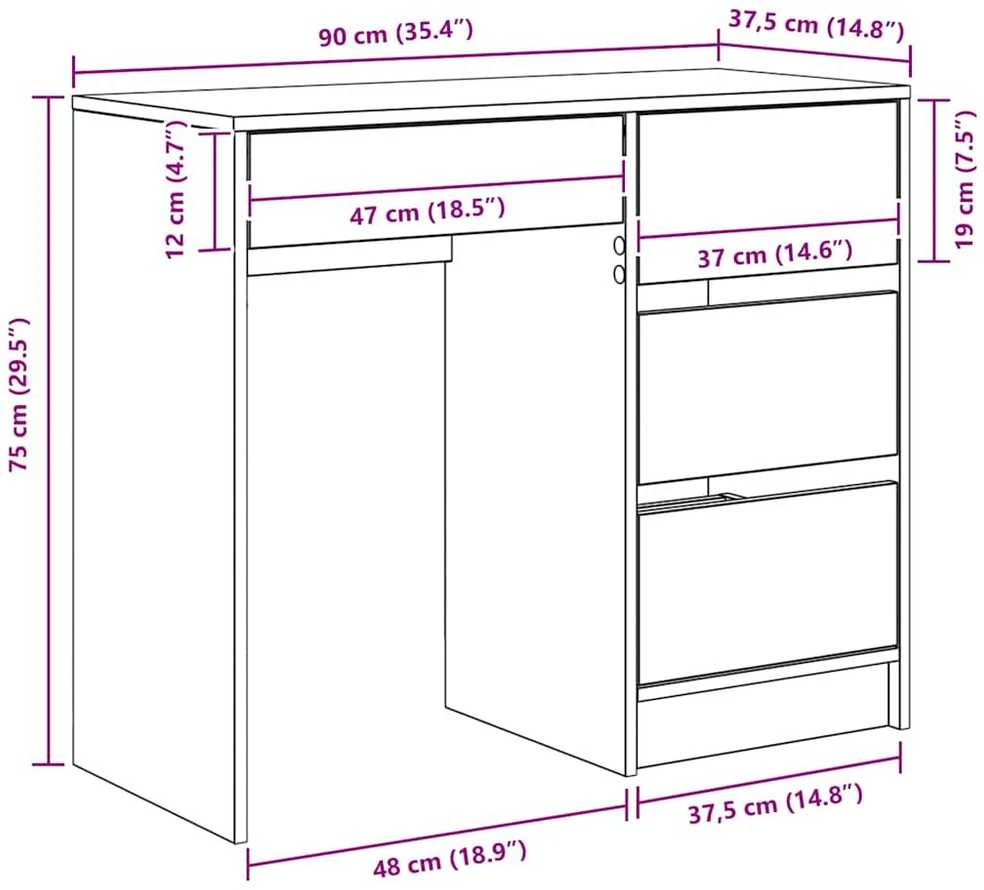 Stalas Senovinis medis Apdirbta mediena 90 x 37.5 x 75 cm