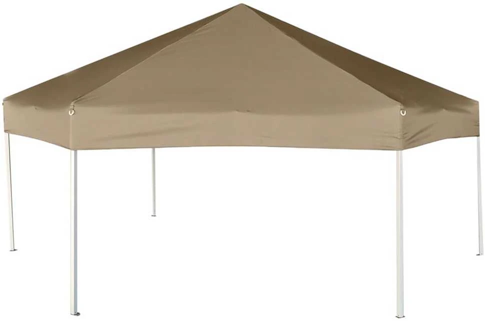 Šešiakampė išskleidžiama palapinė su sienomis, taupe, 3,6x3,1m