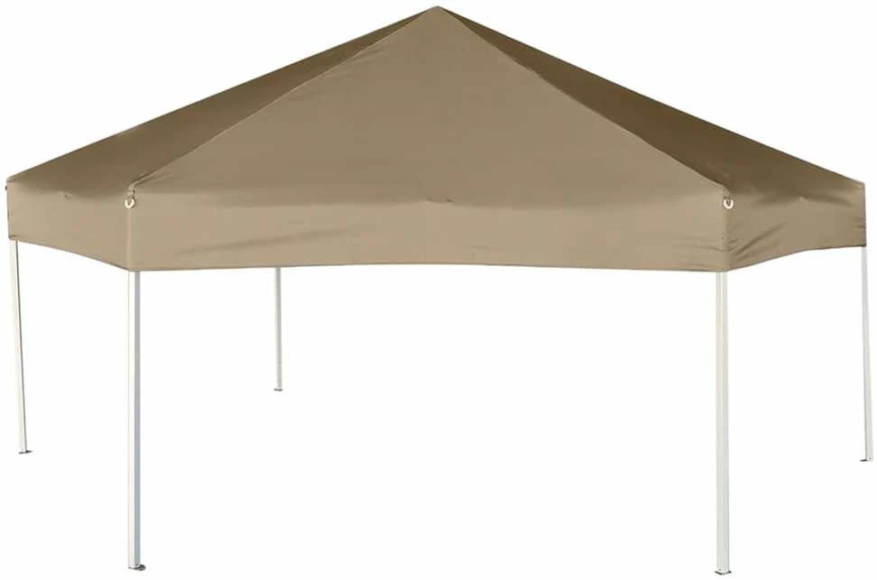 Šešiakampė išskleidžiama palapinė su sienomis, taupe, 3,6x3,1m