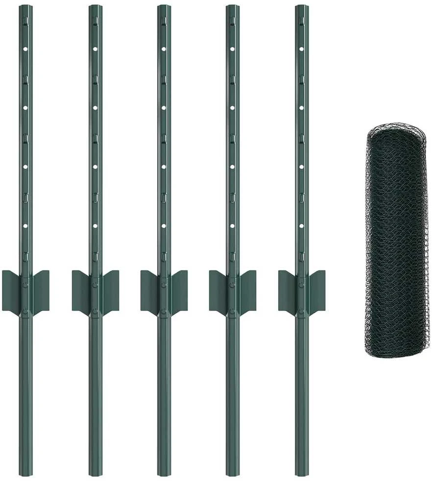 Hexagonal Fence with Post 10 x 0,4 m PVC dengtas plienas Žalia
