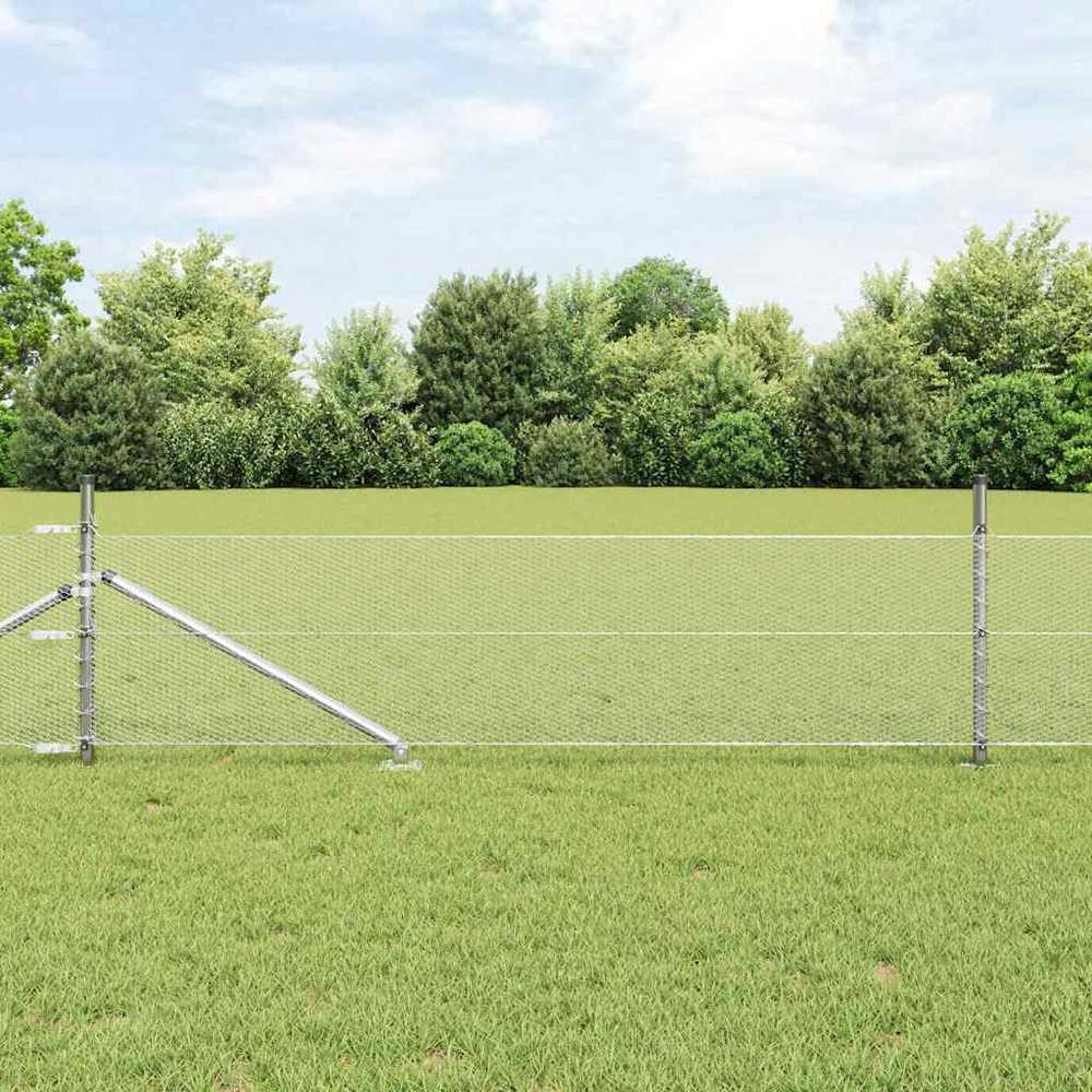 Lauko šešiakampė tvora su stulpu 10 x 0,5 m Sidabrinė Tinklelis
